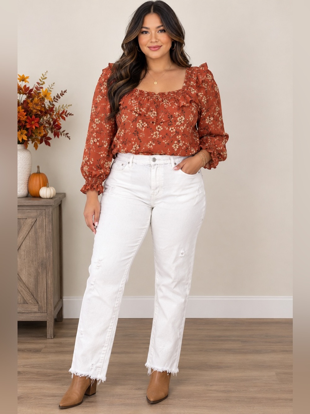Moussy White Straight Leg Distressed Jeans
